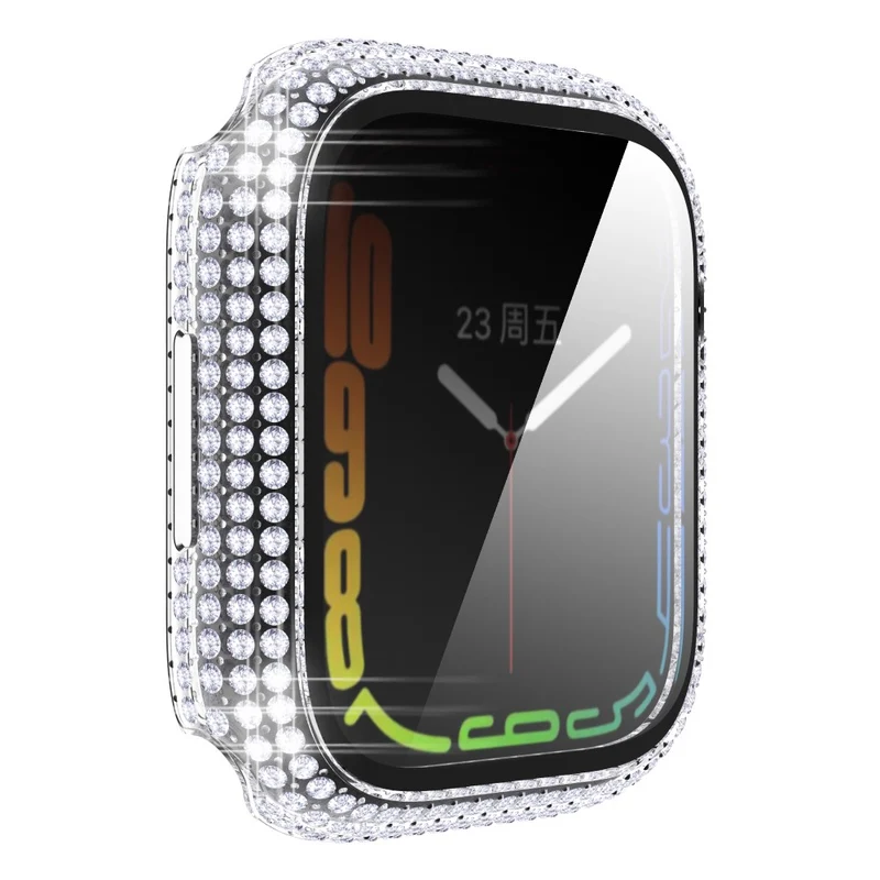Mega Stylisch Apple Watch Series 7 41mm Hülle mit Displayschutz in Plastik und Strass
