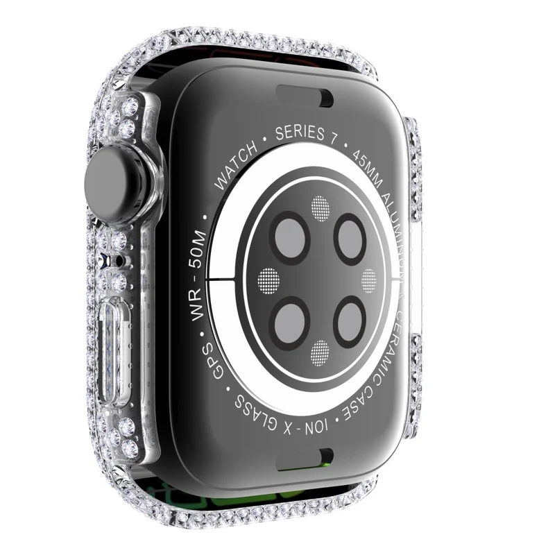 Mega Stylisch Apple Watch Series 7 41mm Hülle mit Displayschutz in Plastik und Strass