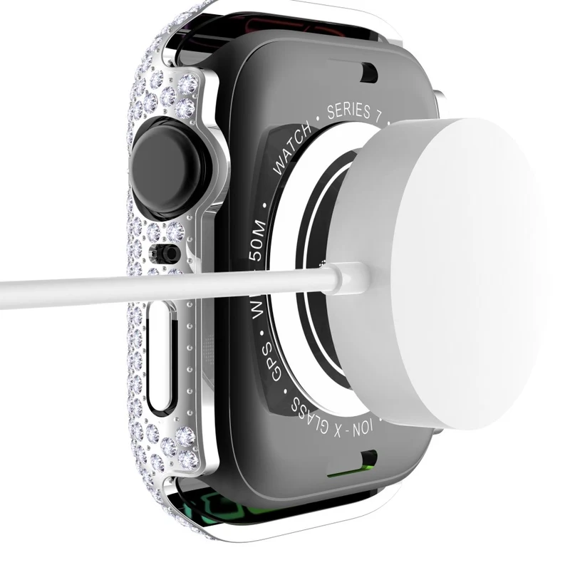 Mega Stylisch Apple Watch Series 7 41mm Hülle mit Displayschutz in Plastik und Strass