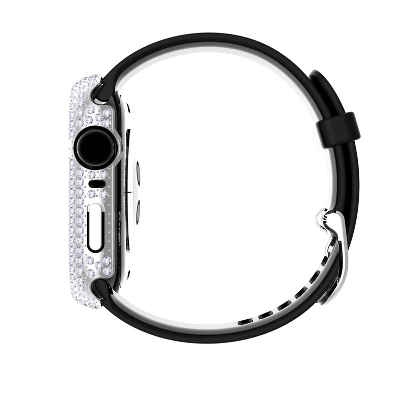 Mega Stylisch Apple Watch Series 7 41mm Hülle mit Displayschutz in Plastik und Strass