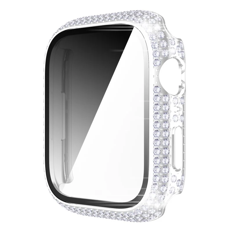 Mega Stylisch Apple Watch Series 7 41mm Hülle mit Displayschutz in Plastik und Strass