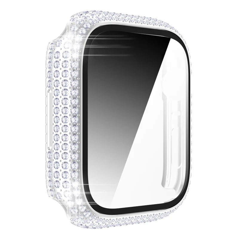 Mega Stylisch Apple Watch Series 7 41mm Hülle mit Displayschutz in Plastik und Strass