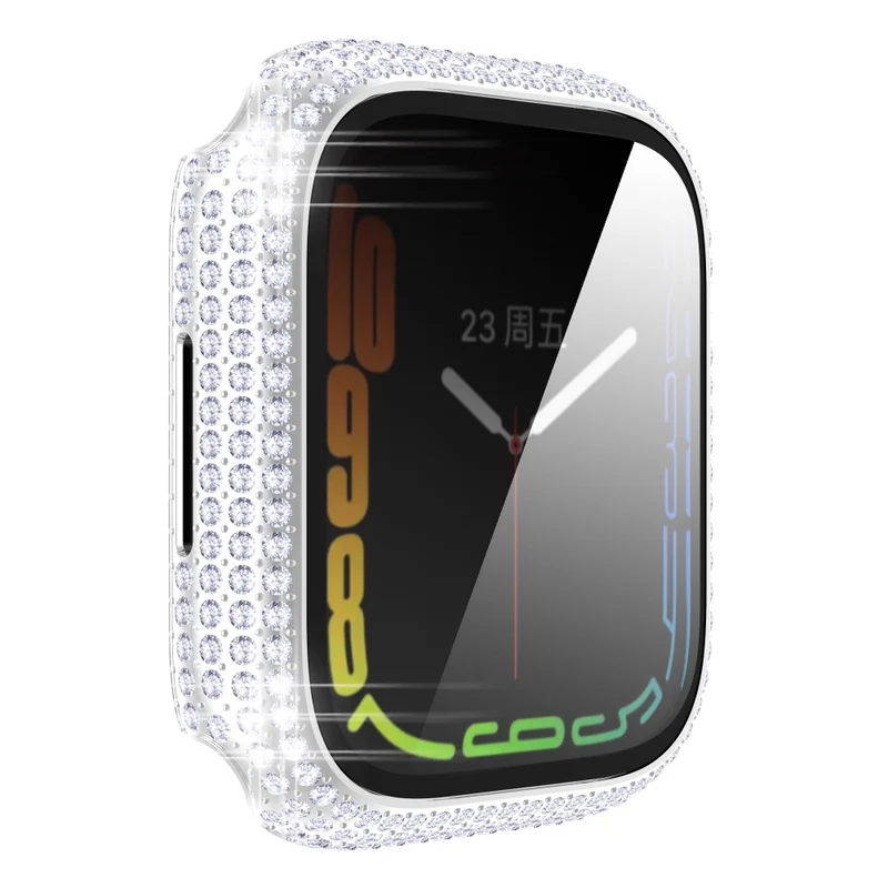 Mega Stylisch Apple Watch Series 7 41mm Hülle mit Displayschutz in Plastik und Strass