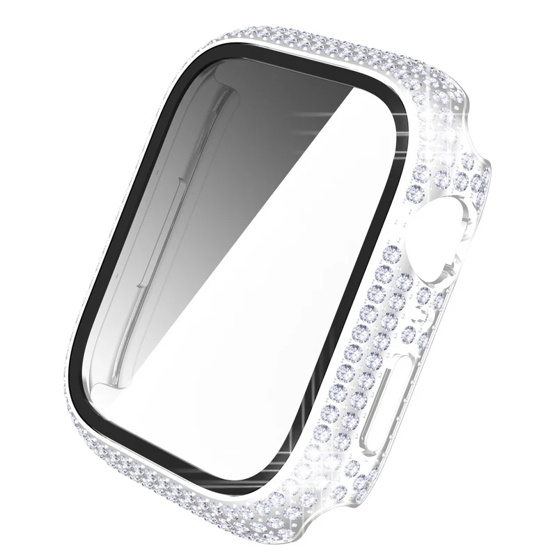 Mega Stylisch Apple Watch Series 7 41mm Hülle mit Displayschutz in Plastik und Strass