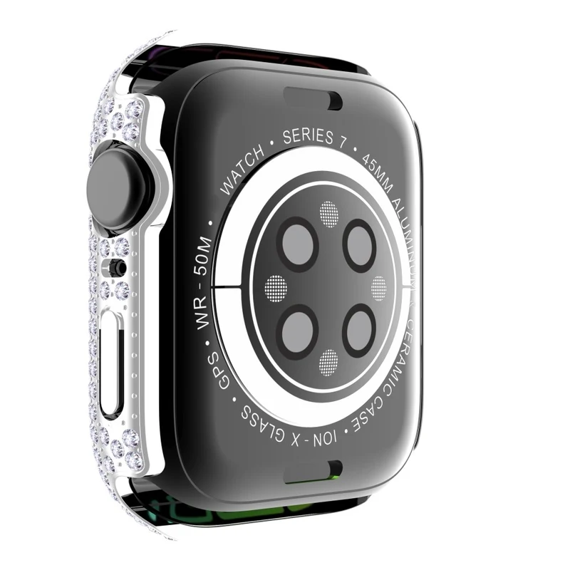 Mega Stylisch Apple Watch Series 7 41mm Hülle mit Displayschutz in Plastik und Strass