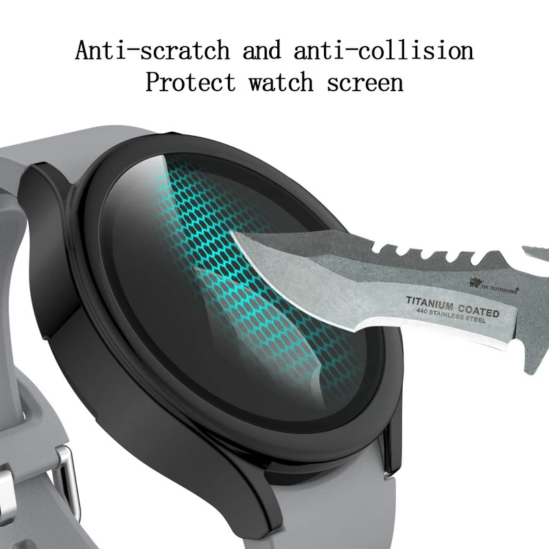Super Schön Samsung Galaxy Watch 4 (44mm) Hülle mit Displayschutz in Plastik und Gehärtetes Glas