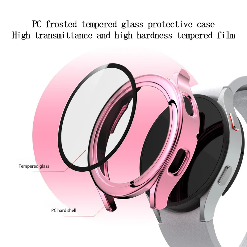 Super Schön Samsung Galaxy Watch 4 (44mm) Hülle mit Displayschutz in Plastik und Gehärtetes Glas