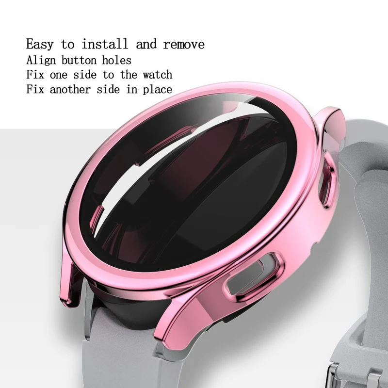 Super Schön Samsung Galaxy Watch 4 (44mm) Hülle mit Displayschutz in Plastik und Gehärtetes Glas