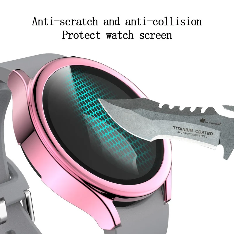 Super Schön Samsung Galaxy Watch 4 (44mm) Hülle mit Displayschutz in Plastik und Gehärtetes Glas