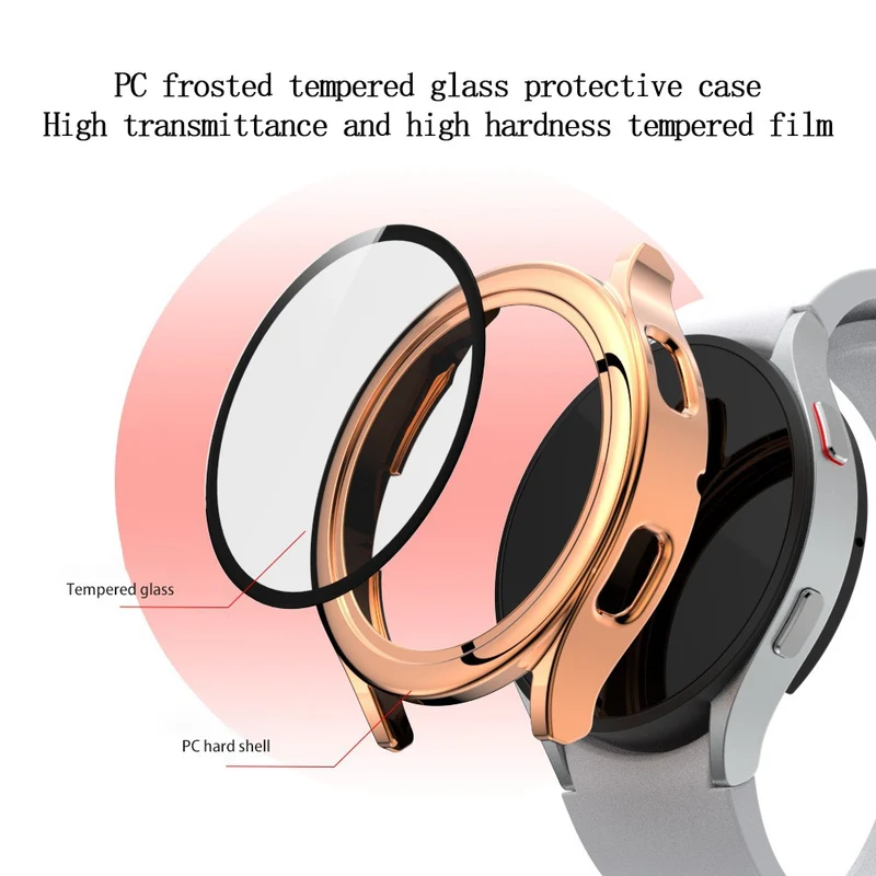 Super Schön Samsung Galaxy Watch 4 (44mm) Hülle mit Displayschutz in Plastik und Gehärtetes Glas