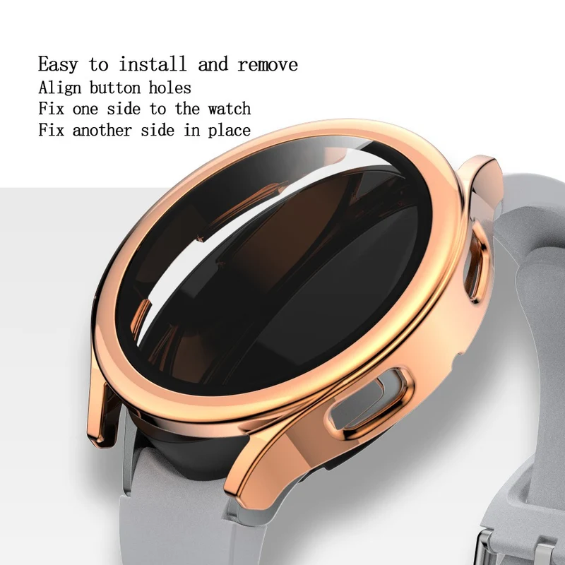 Super Schön Samsung Galaxy Watch 4 (44mm) Hülle mit Displayschutz in Plastik und Gehärtetes Glas