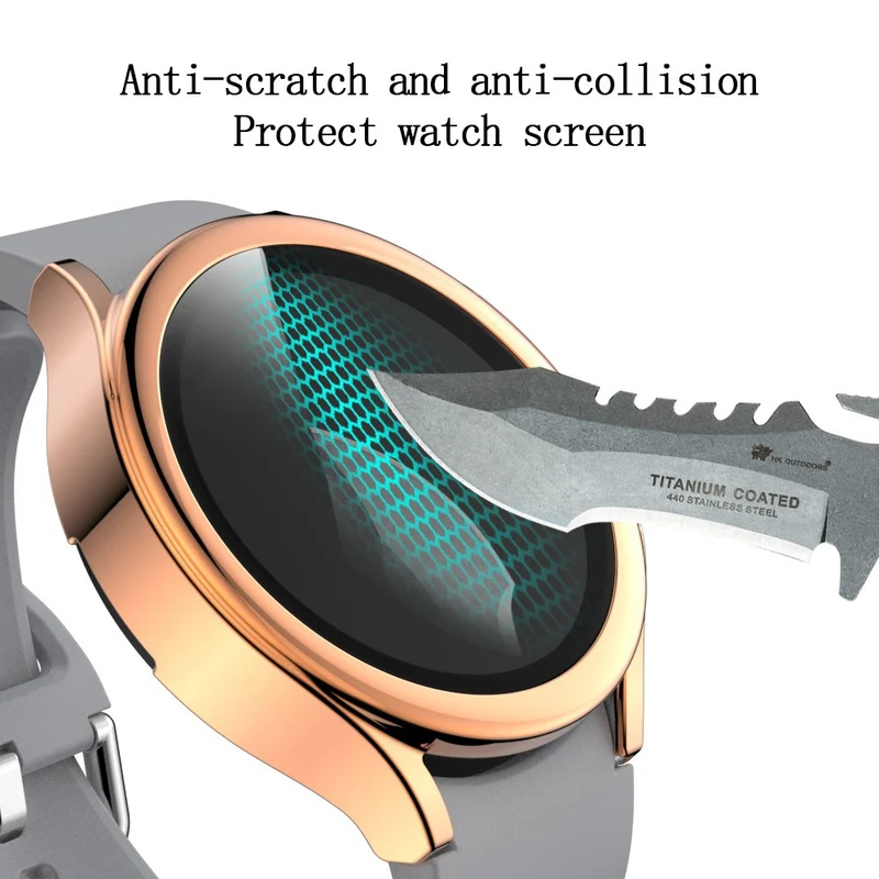 Super Schön Samsung Galaxy Watch 4 (44mm) Hülle mit Displayschutz in Plastik und Gehärtetes Glas