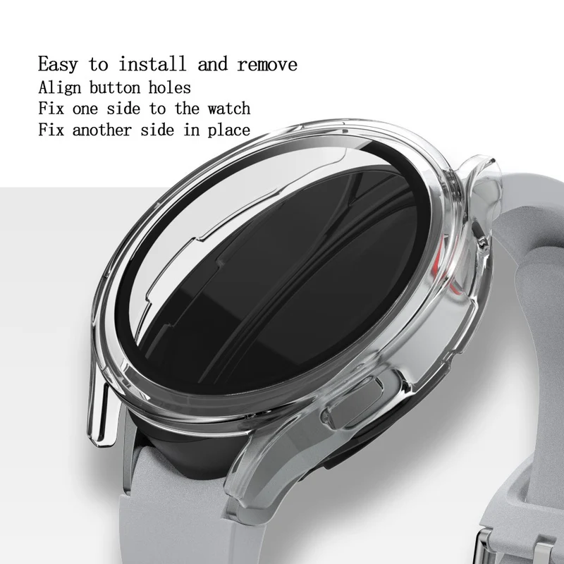 Super Schön Samsung Galaxy Watch 4 (44mm) Hülle mit Displayschutz in Plastik und Gehärtetes Glas