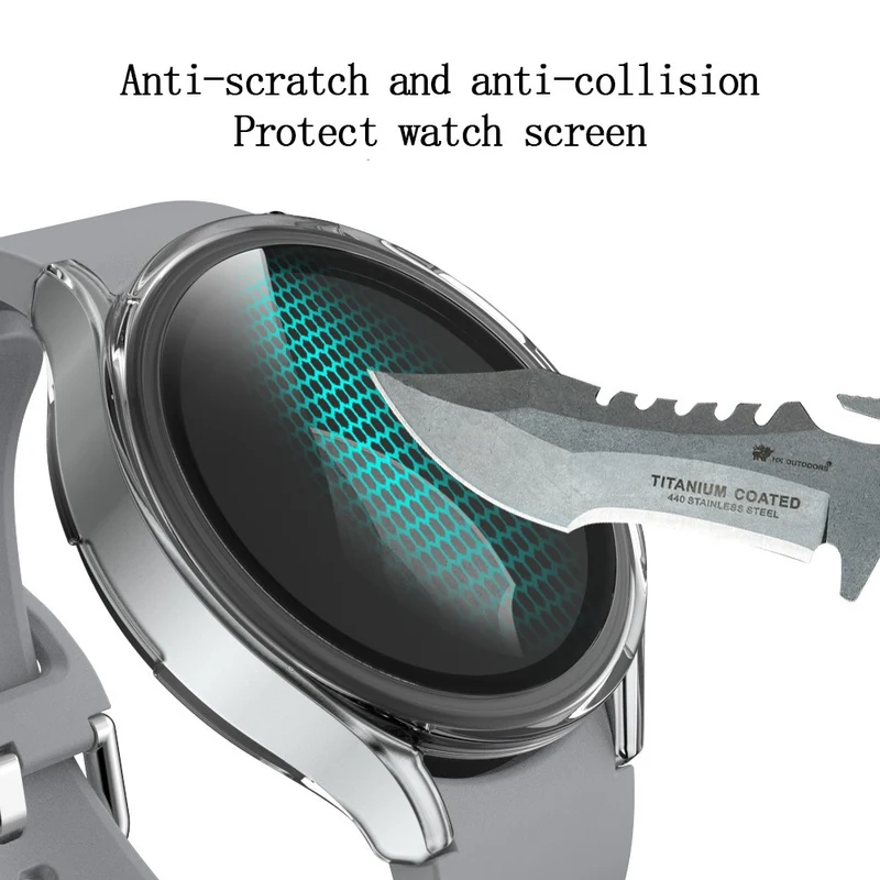 Super Schön Samsung Galaxy Watch 4 (44mm) Hülle mit Displayschutz in Plastik und Gehärtetes Glas