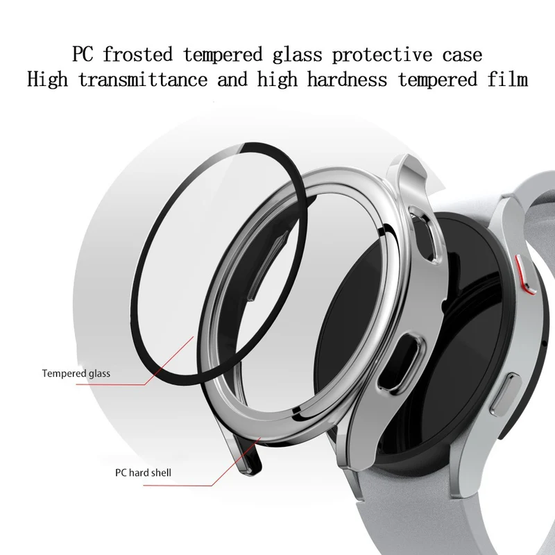Super Schön Samsung Galaxy Watch 4 (44mm) Hülle mit Displayschutz in Plastik und Gehärtetes Glas