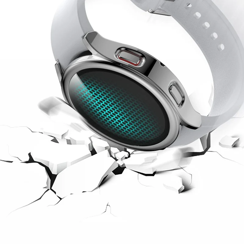 Super Schön Samsung Galaxy Watch 4 (44mm) Hülle mit Displayschutz in Plastik und Gehärtetes Glas