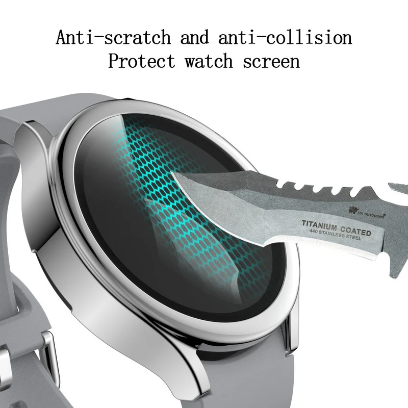 Super Schön Samsung Galaxy Watch 4 (44mm) Hülle mit Displayschutz in Plastik und Gehärtetes Glas