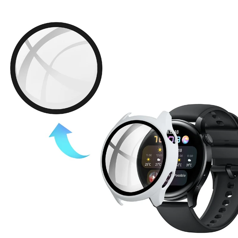 Super Stylisch Huawei Watch 3 Hülle mit Displayschutz in Plastik und Gehärtetes Glas