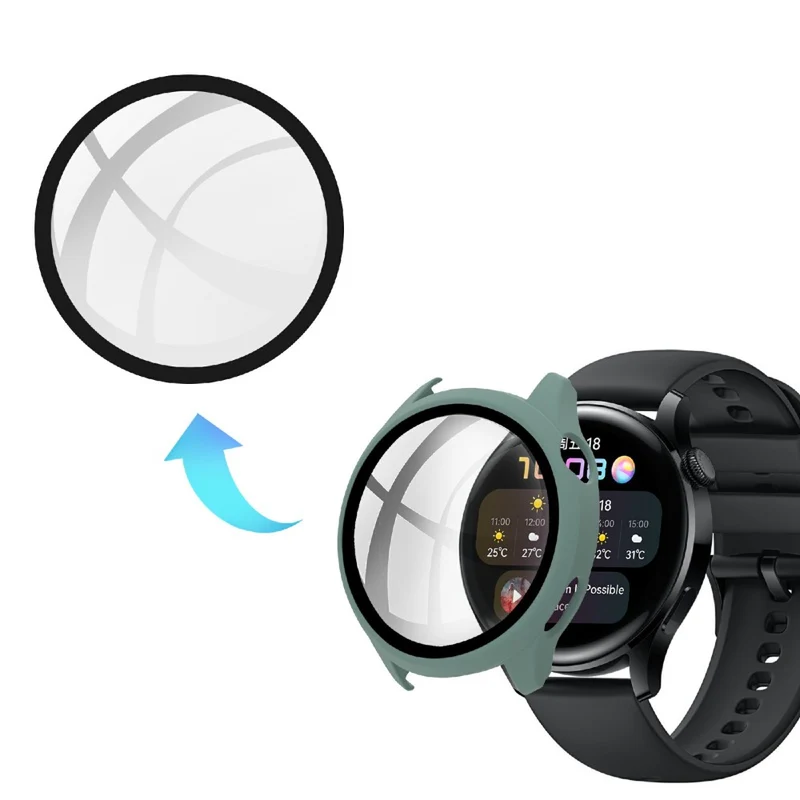 Super Stylisch Huawei Watch 3 Hülle mit Displayschutz in Plastik und Gehärtetes Glas