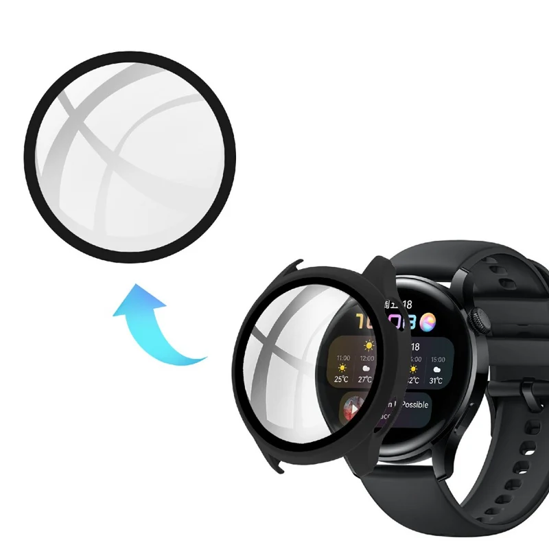 Super Stylisch Huawei Watch 3 Hülle mit Displayschutz in Plastik und Gehärtetes Glas