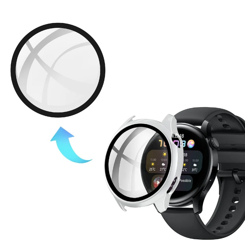 Super Stylisch Huawei Watch 3 Hülle mit Displayschutz in Plastik und Gehärtetes Glas