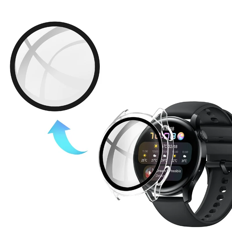 Super Stylisch Huawei Watch 3 Hülle mit Displayschutz in Plastik und Gehärtetes Glas