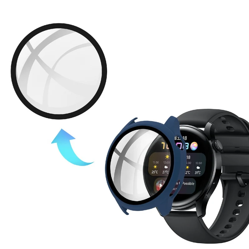 Super Stylisch Huawei Watch 3 Hülle mit Displayschutz in Plastik und Gehärtetes Glas