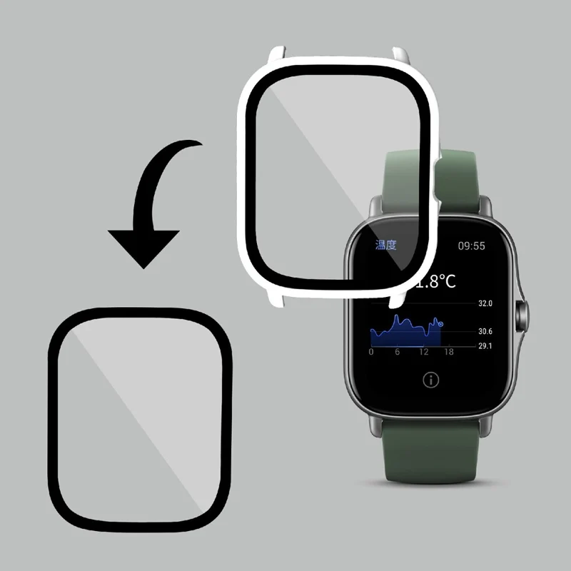 Großartig Amazfit GTS 2 Hülle mit Displayschutz in Plastik und Gehärtetes Glas