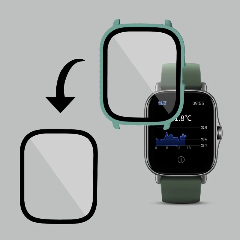 Großartig Amazfit GTS 2 Hülle mit Displayschutz in Plastik und Gehärtetes Glas