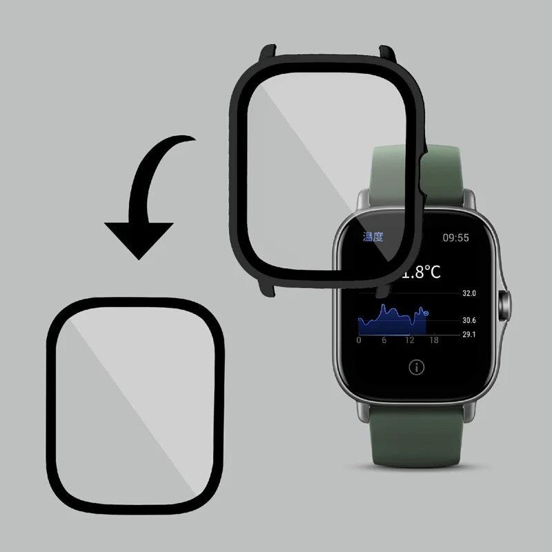 Großartig Amazfit GTS 2 Hülle mit Displayschutz in Plastik und Gehärtetes Glas