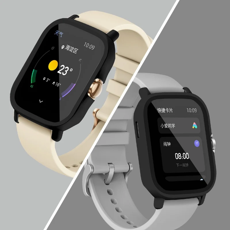 Großartig Amazfit GTS 2 Hülle mit Displayschutz in Plastik und Gehärtetes Glas