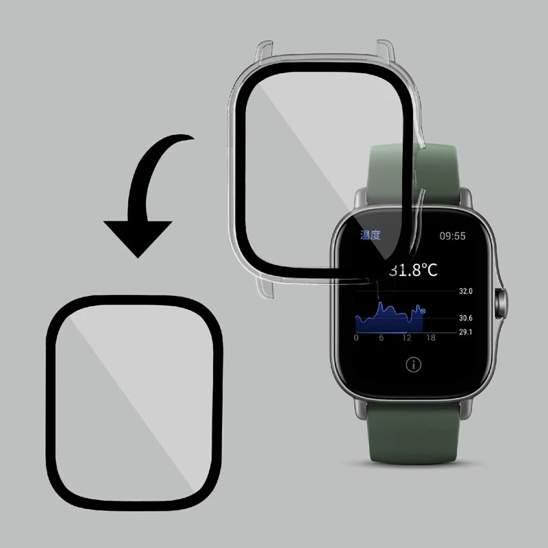 Großartig Amazfit GTS 2 Hülle mit Displayschutz in Plastik und Gehärtetes Glas