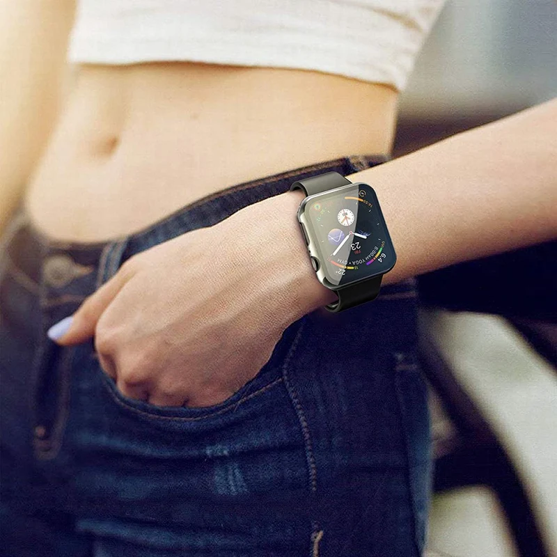 Unglaublich Schön Apple Watch Series 7 45mm Hülle mit Displayschutz in Plastik und Gehärtetes Glas