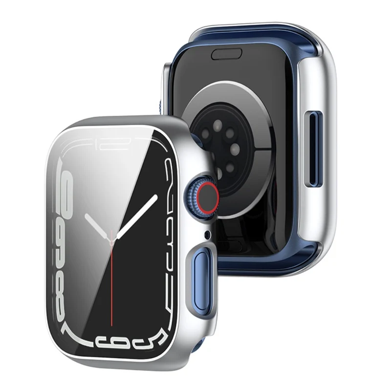 Schützend Apple Watch Series 7 41mm Hülle mit Displayschutz in Plastik und Gehärtetes Glas