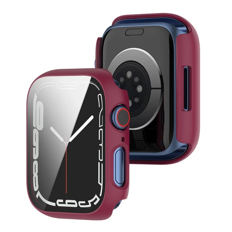 Schützend Apple Watch Series 7 41mm Hülle mit Displayschutz in Plastik und Gehärtetes Glas