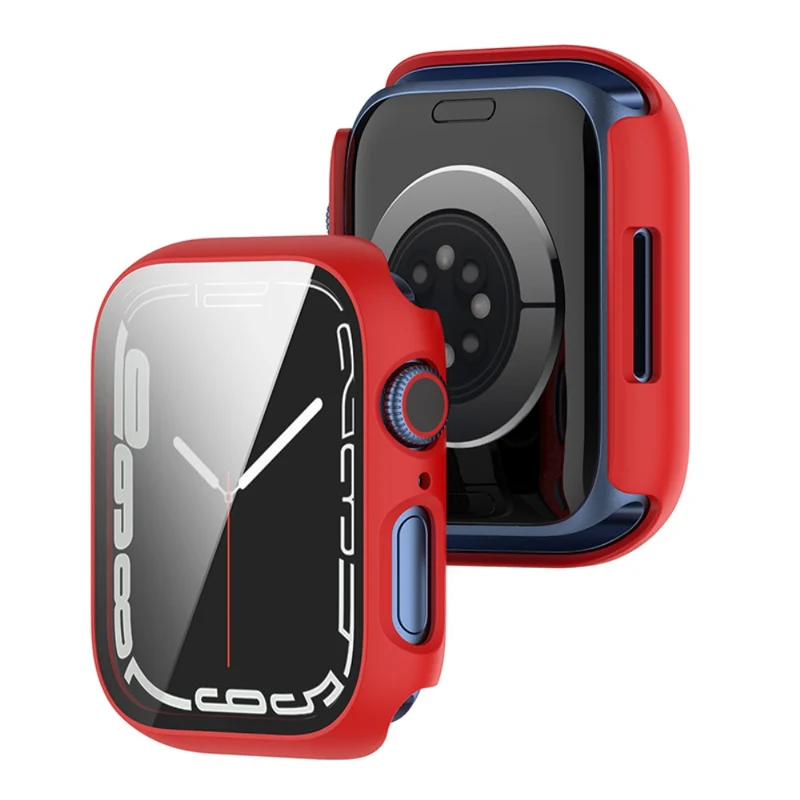 Schützend Apple Watch Series 7 41mm Hülle mit Displayschutz in Plastik und Gehärtetes Glas
