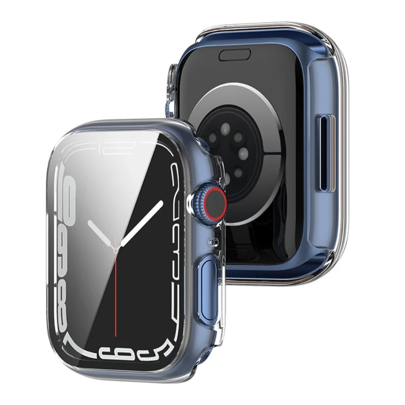 Schützend Apple Watch Series 7 41mm Hülle mit Displayschutz in Plastik und Gehärtetes Glas