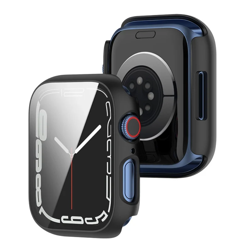 Schützend Apple Watch Series 7 41mm Hülle mit Displayschutz in Plastik und Gehärtetes Glas