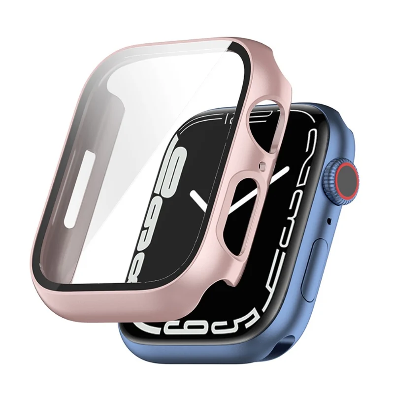 Schützend Apple Watch Series 7 41mm Hülle mit Displayschutz in Plastik und Gehärtetes Glas