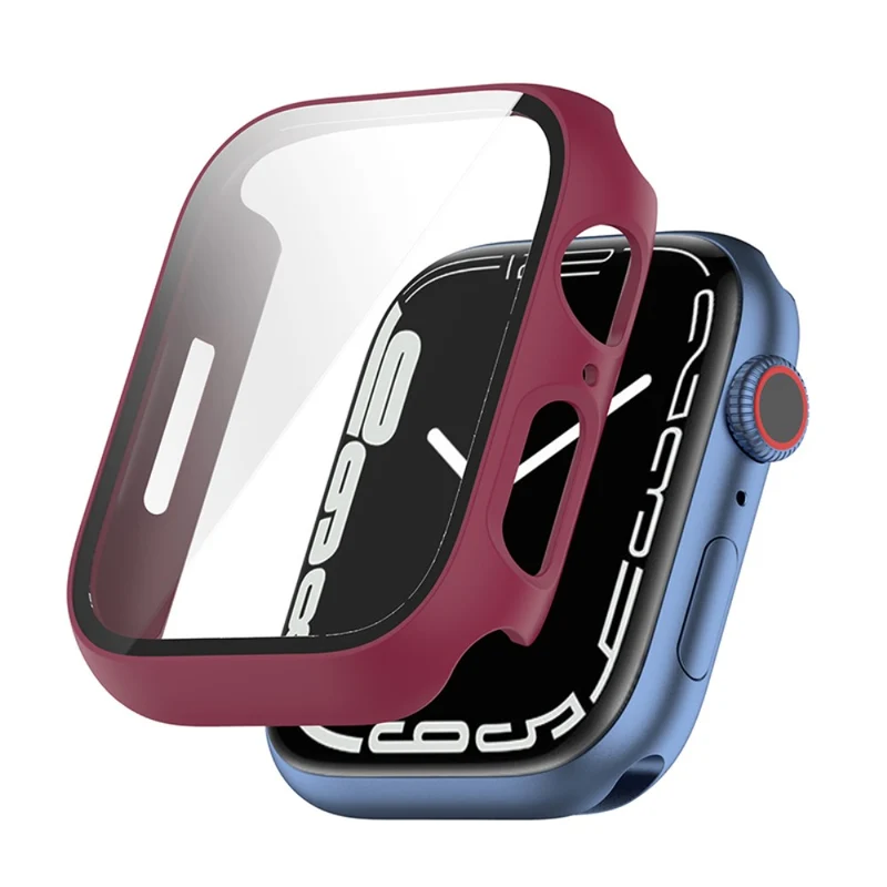 Schützend Apple Watch Series 7 41mm Hülle mit Displayschutz in Plastik und Gehärtetes Glas