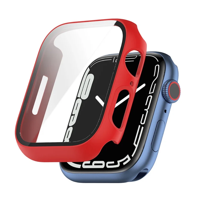 Schützend Apple Watch Series 7 41mm Hülle mit Displayschutz in Plastik und Gehärtetes Glas