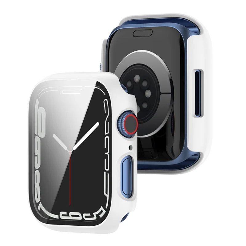 Stilvoll Apple Watch Series 7 45mm Hülle mit Displayschutz in Plastik und Gehärtetes Glas