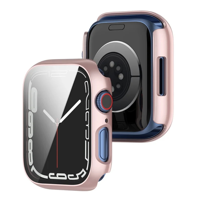 Stilvoll Apple Watch Series 7 45mm Hülle mit Displayschutz in Plastik und Gehärtetes Glas