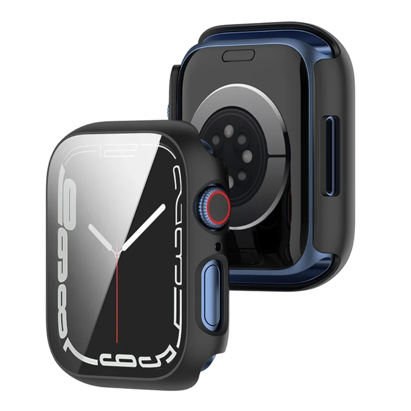 Stilvoll Apple Watch Series 7 45mm Hülle mit Displayschutz in Plastik und Gehärtetes Glas