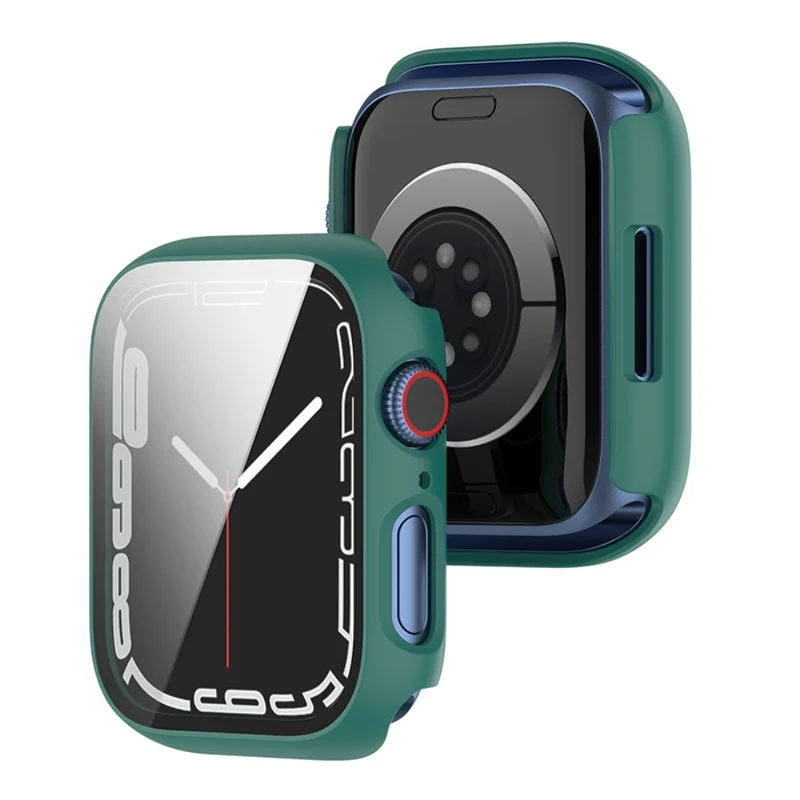 Stilvoll Apple Watch Series 7 45mm Hülle mit Displayschutz in Plastik und Gehärtetes Glas