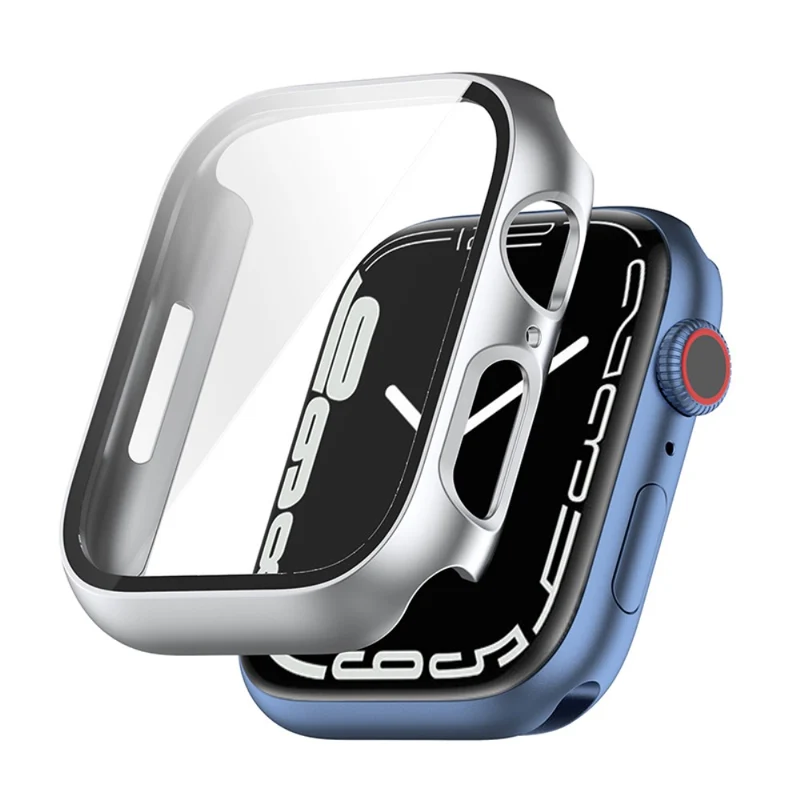 Stilvoll Apple Watch Series 7 45mm Hülle mit Displayschutz in Plastik und Gehärtetes Glas