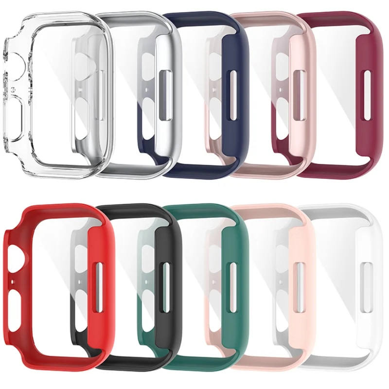 Stilvoll Apple Watch Series 7 45mm Hülle mit Displayschutz in Plastik und Gehärtetes Glas