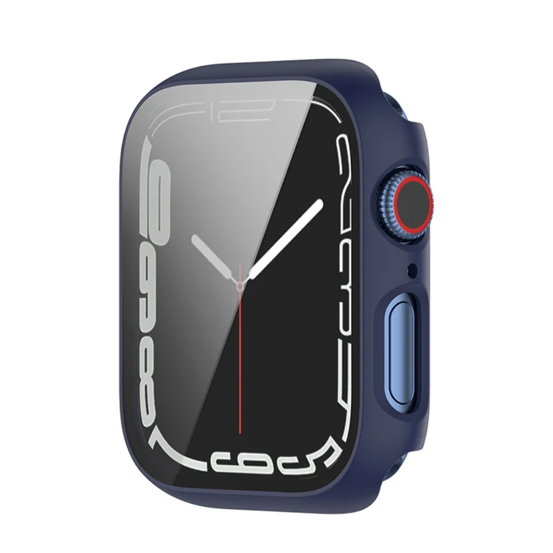 Stilvoll Apple Watch Series 7 45mm Hülle mit Displayschutz in Plastik und Gehärtetes Glas