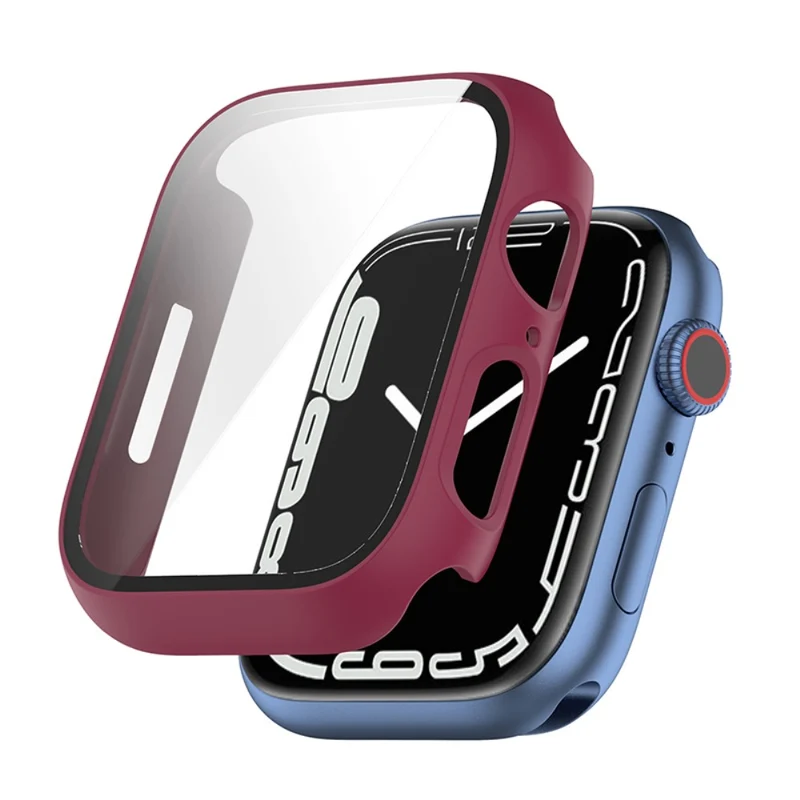 Stilvoll Apple Watch Series 7 45mm Hülle mit Displayschutz in Plastik und Gehärtetes Glas