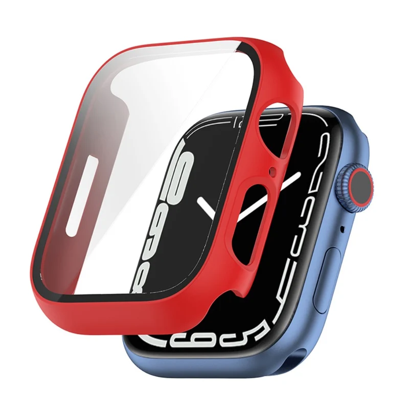 Stilvoll Apple Watch Series 7 45mm Hülle mit Displayschutz in Plastik und Gehärtetes Glas